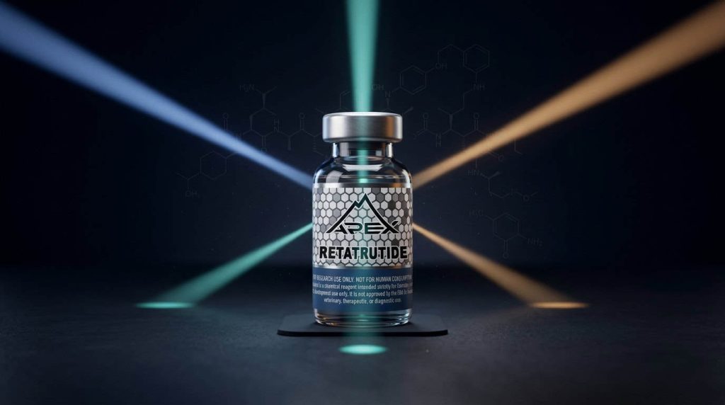 Retatrutide triple receptor agonist research peptide — GIP GLP-1 glucagon mechanism — Apex Laboratory