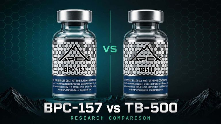 BPC-157 vs TB-500 research comparison guide with Apex Laboratory peptide vials
