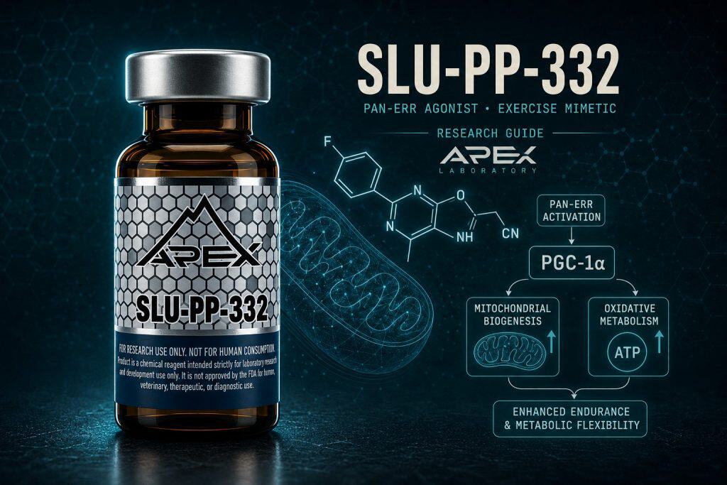SLU-PP-332 research-grade small-molecule pan-ERR agonist studied as an exercise mimetic for in-vitro and preclinical research, Apex Laboratory vial