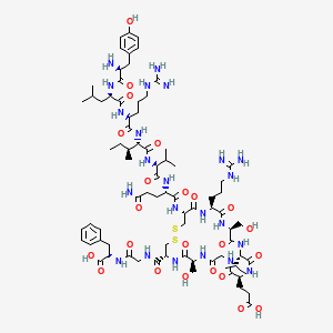 AOD9604 chemical structure diagram: the modified C-terminal human growth hormone fragment (residues 177 to 191 with an added N-terminal tyrosine), a 16-residue peptide with an internal cysteine-cysteine disulfide loop.