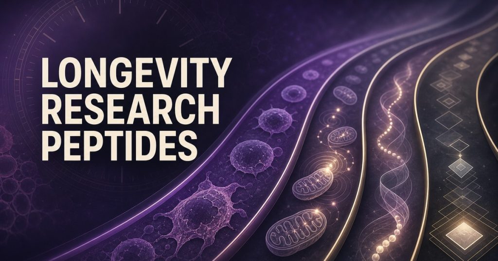 Conceptual longevity research pathways beside the integrated title Longevity Research Peptides