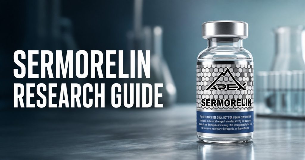Generated Apex Sermorelin vial beside the title Sermorelin Research Guide