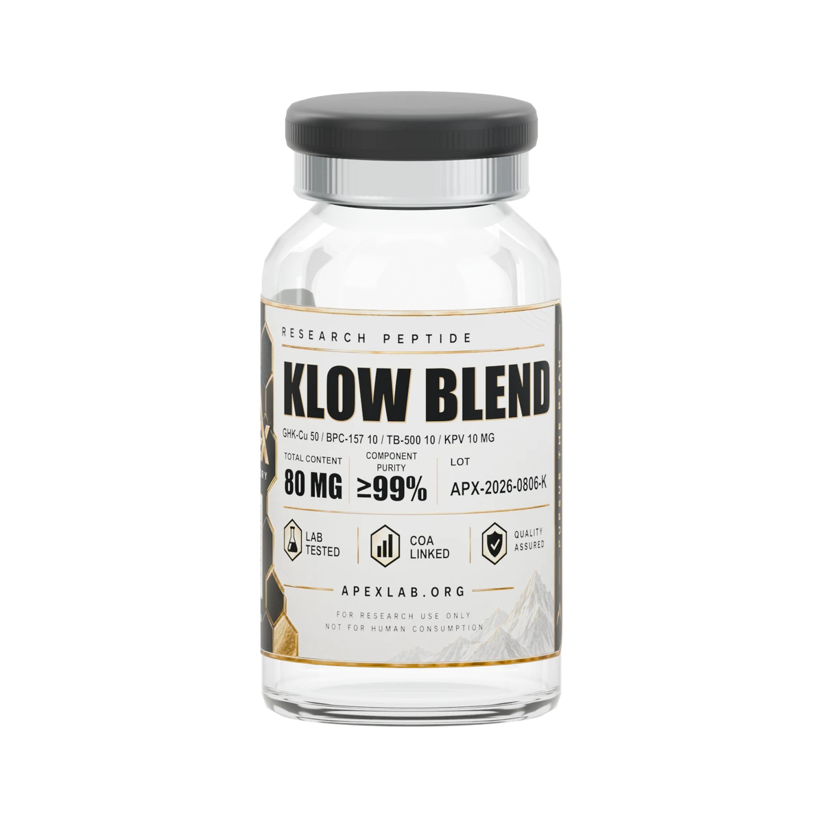 Klow Blend 80 MG, Apex Laboratory label, lot APX-2026-0806-K
