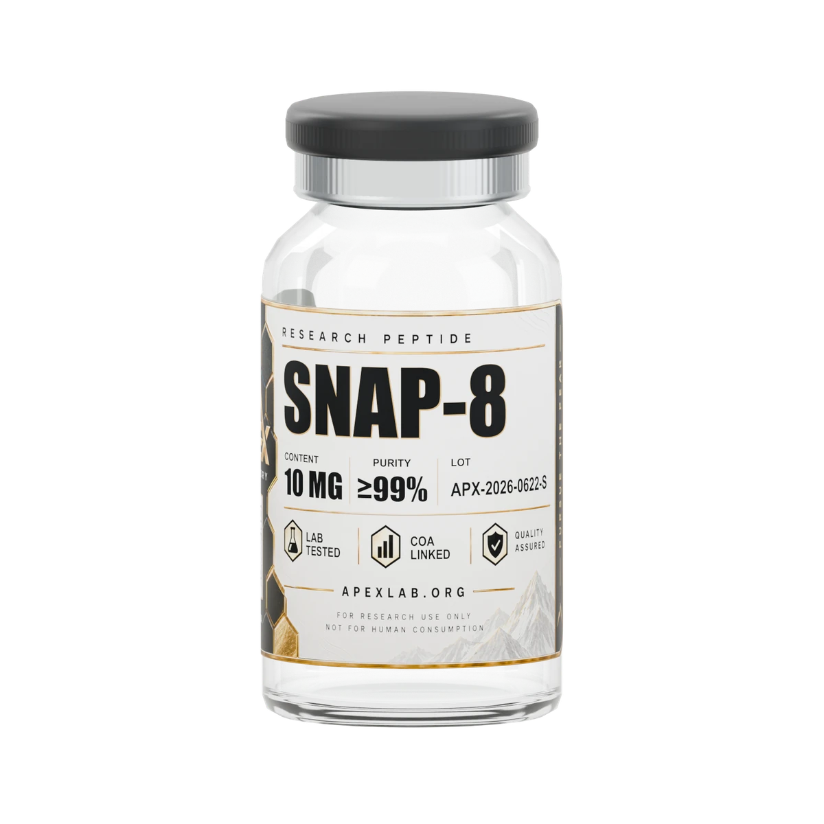 Snap-8 10 MG, Apex Laboratory label, lot APX-2026-0622-S