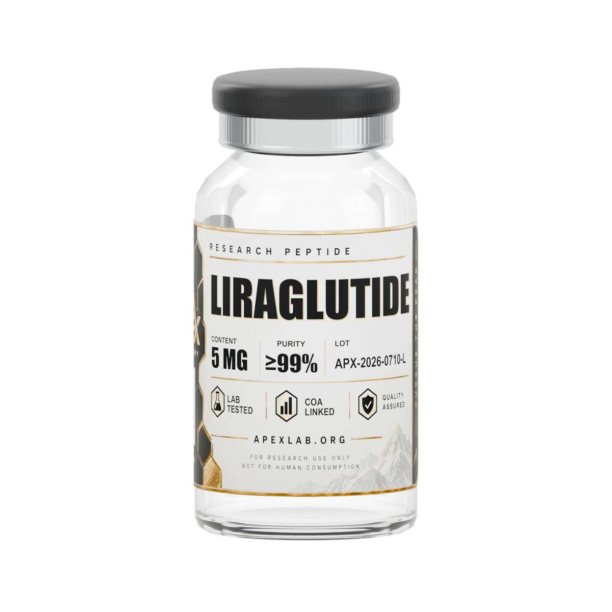 Liraglutide 5 MG, Apex Laboratory label, lot APX-2026-0710-L