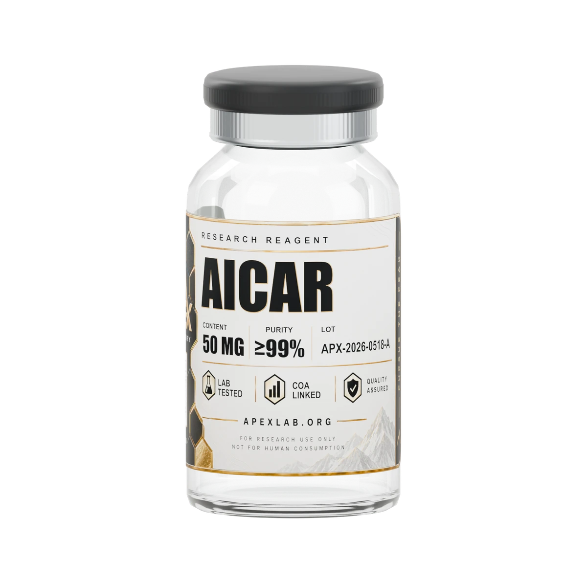 Aicar 50 MG, Apex Laboratory label, lot APX-2026-0518-A